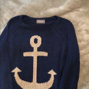 New WOT Wooden Ships navy anchor sweater M/L